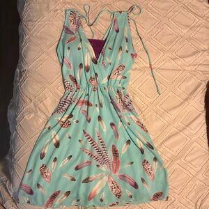 Feather boutique dress with lace bralette